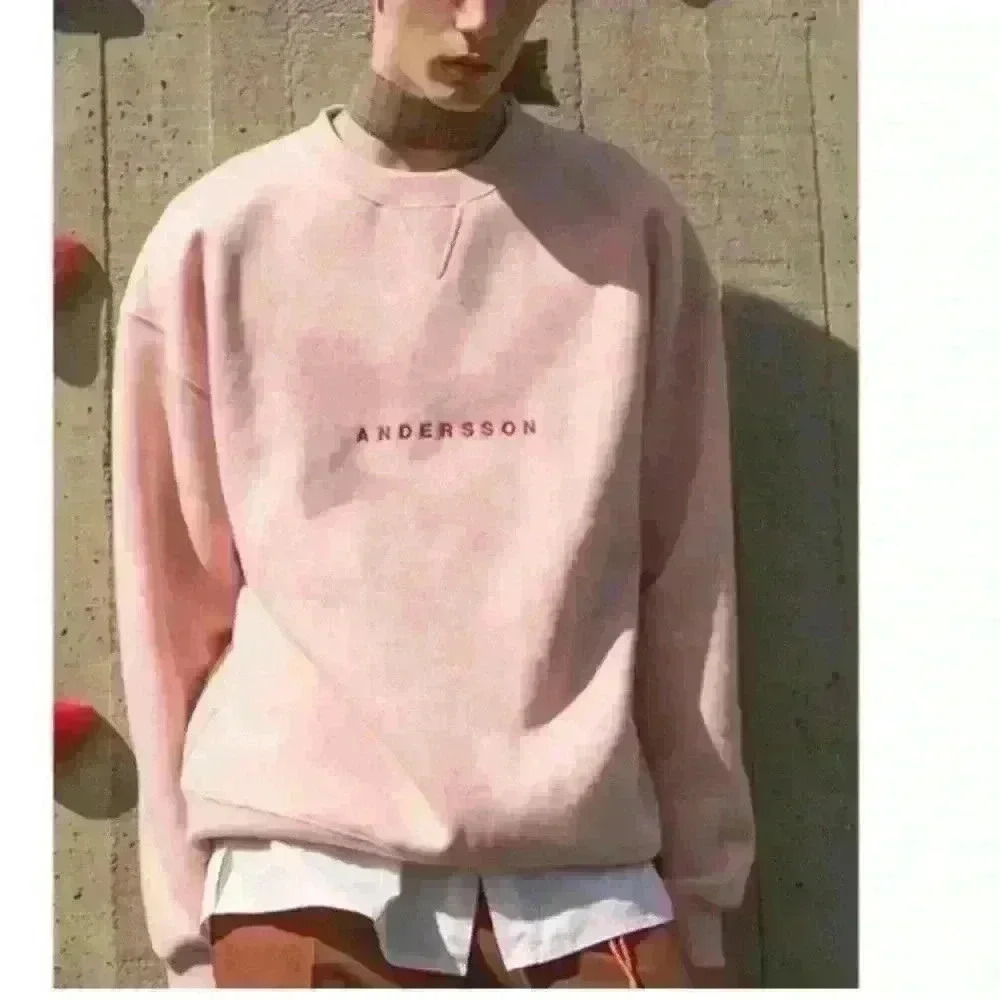 Andersson Bell Unisex Enigma Light Pink Crewneck Sweatshirt. Size Small